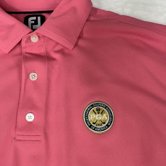 FootJoy FJ Men's Embroidered PGA Of America Performance Golf Polo Shirt Pink L - Picture 2 of 10